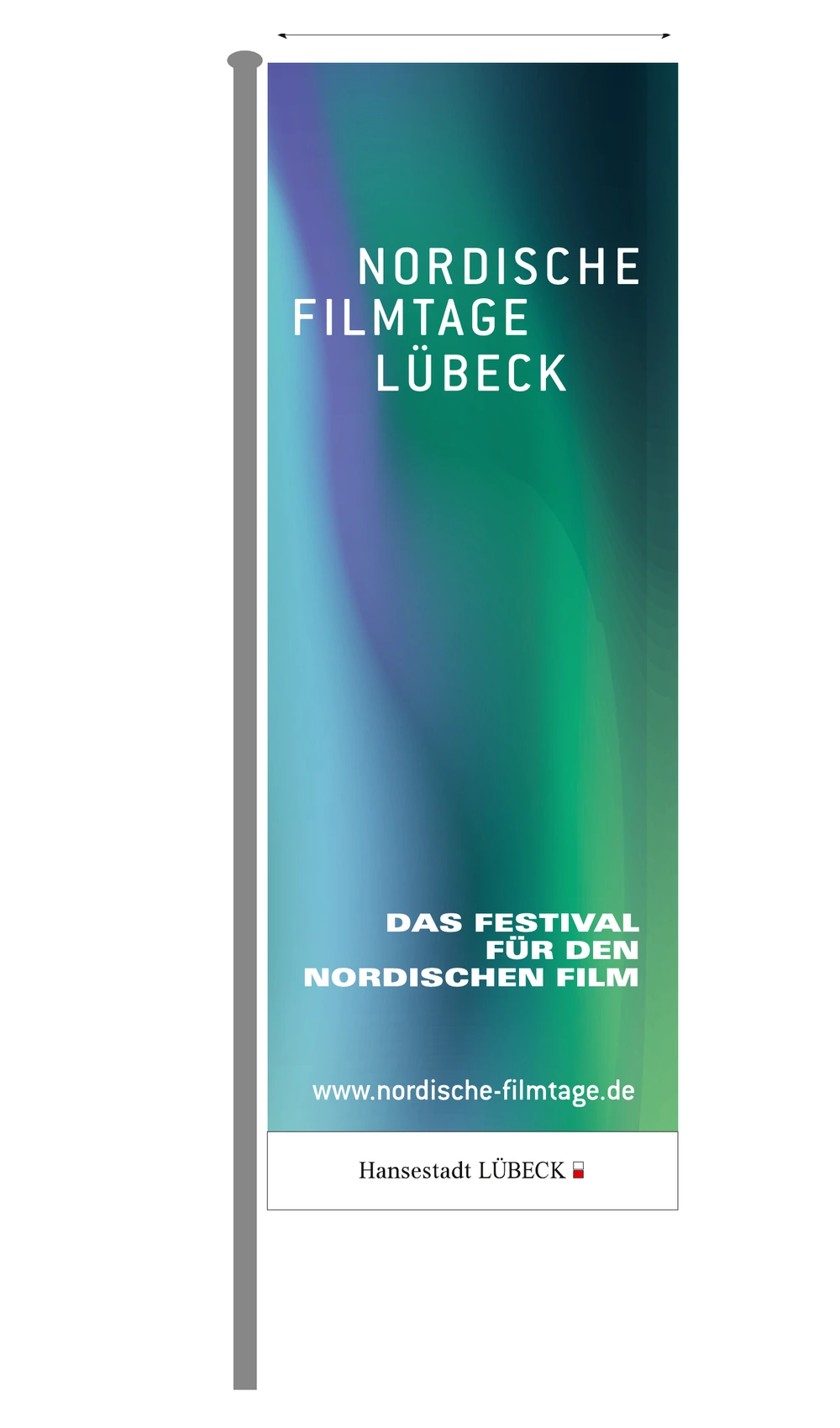 Theaterfahne der Nordischen Filmtage Lübeck 2026