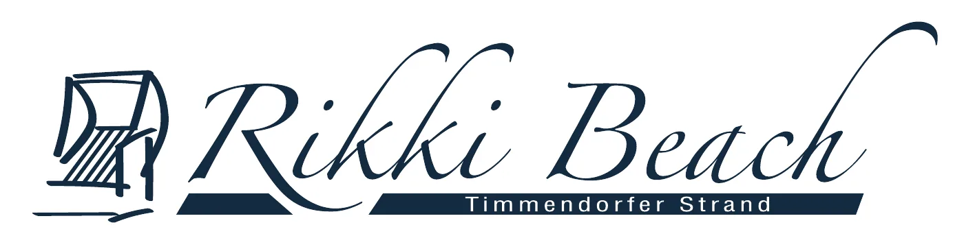 Dunkelblaues Rikki-Beach-Logo mit Strandkorb-Symbol und dem Zusatz Timmendorfer Strand