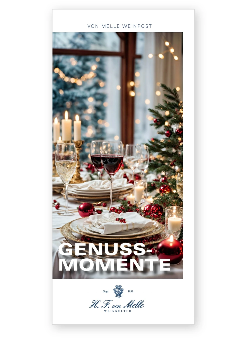 Titel der Weinpost Winter 2025 mit festlicher Tafel